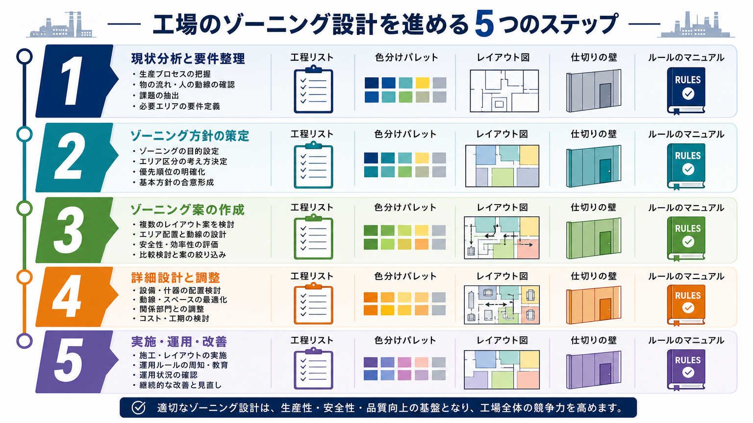 工場のゾーニングを進める手順