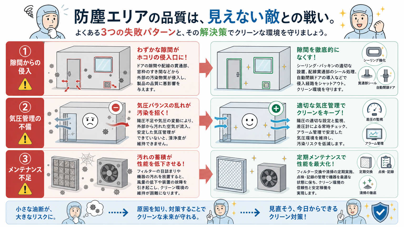 防塵エリアの作り方でよくある失敗と対策